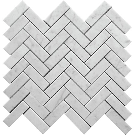 Apollo Tile 1X3 Honed Carrara Herringbone 5.29 sq.ft 12.8 in. x11.9 in. Mrbl Mosaic Tile, 5PK APLKB99H05PEC29